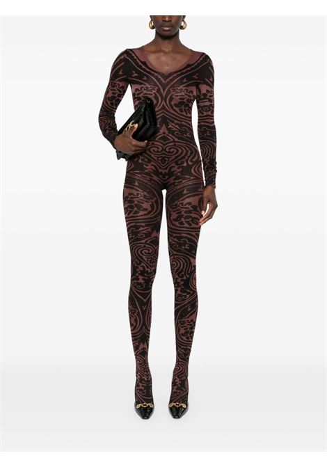 Tuta intera Body Tattoo con scollo a V in nero Wolford x etro - donna WOLFORD X ETRO | 583089294